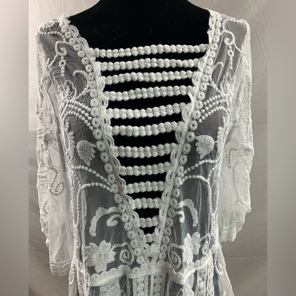 Boho Embroidery Scallop Trim Cover Up - Picture 6 of 8